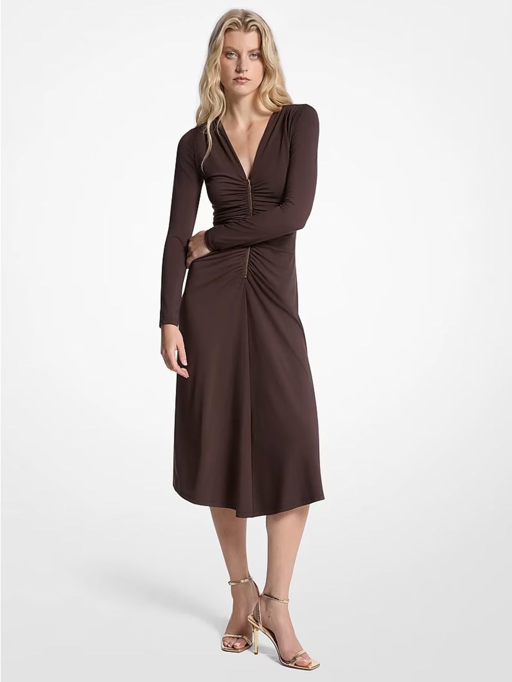 $195 NWT MICHAEL MICHAEL KORS Ruched Stretch Matte Jersey Dress